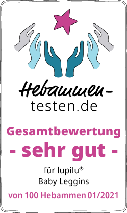 Hebammen-testen.de Siegel für lupilu Baby Leggins Gesamtbewertung sehr gut von 100 Hebammen im Januar 2021 getestet.