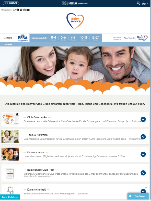 Babyservice Mobile Startseite